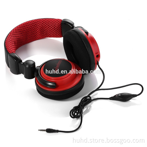 Wired stereo gaming headphone with detachable mic foldable overhead heaband big headset tablet PC earphone